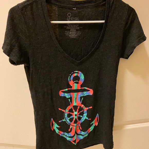 Empire V-neck Anchor Shirt - Charcoal Gray Aztec S - Picture 6 of 7